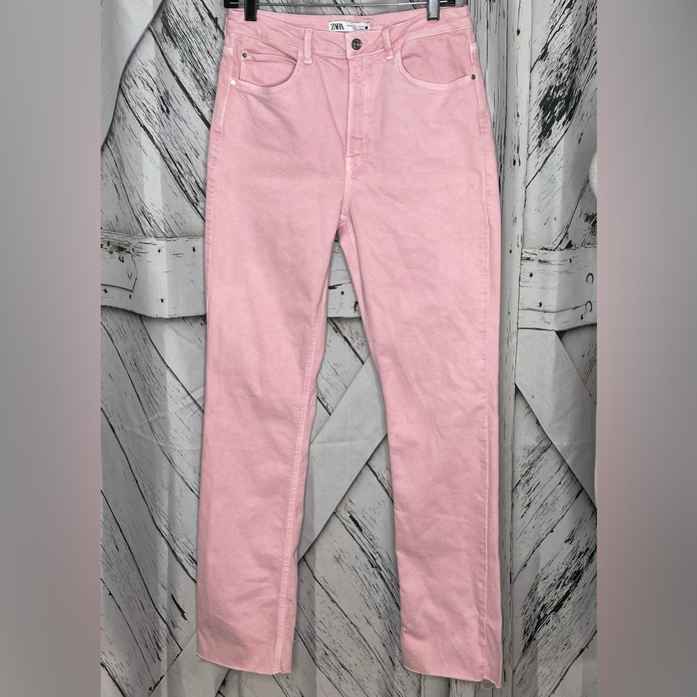 ZARA High Waisted Jeans Pink 8